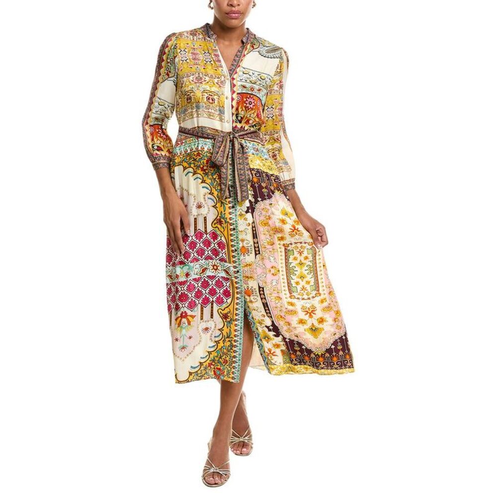 Elie Tahari Womens The Mila Baroque Silk-Blend Print Dress, Brown